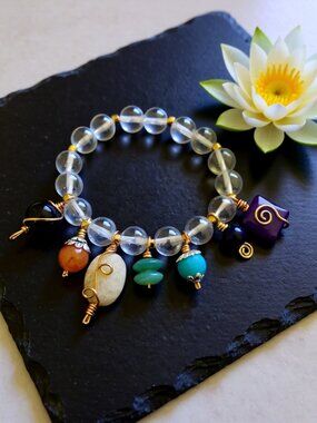 Handmade! Chunky Chakra Bracelet ~ Head Turner! Reiki Meditation Spirituality